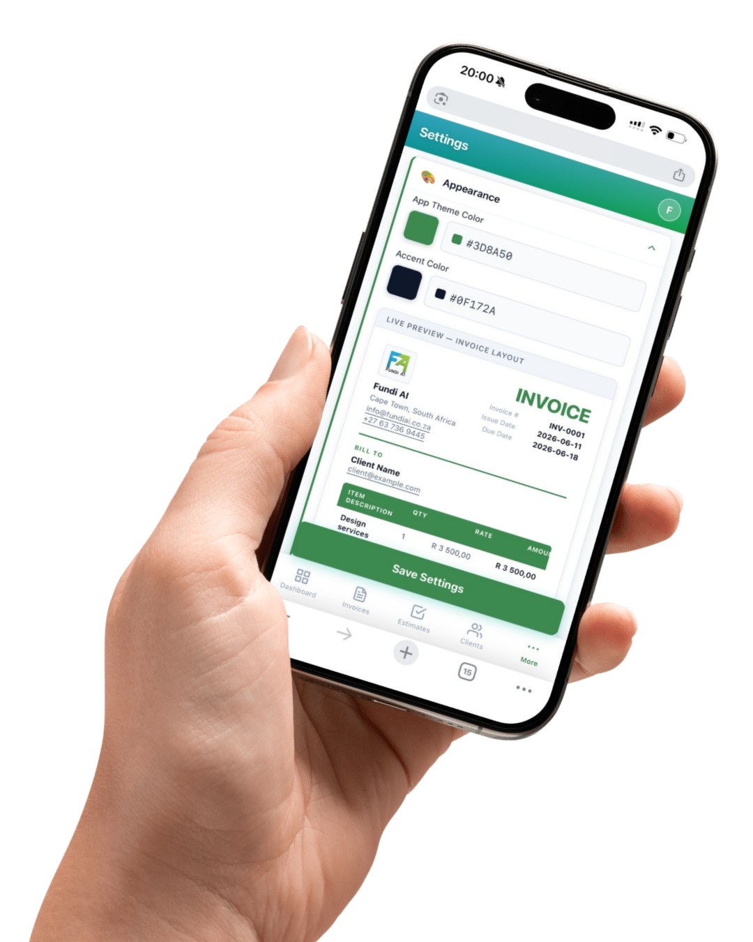 FundiBill invoicing app on desktop and mobile for small businesses